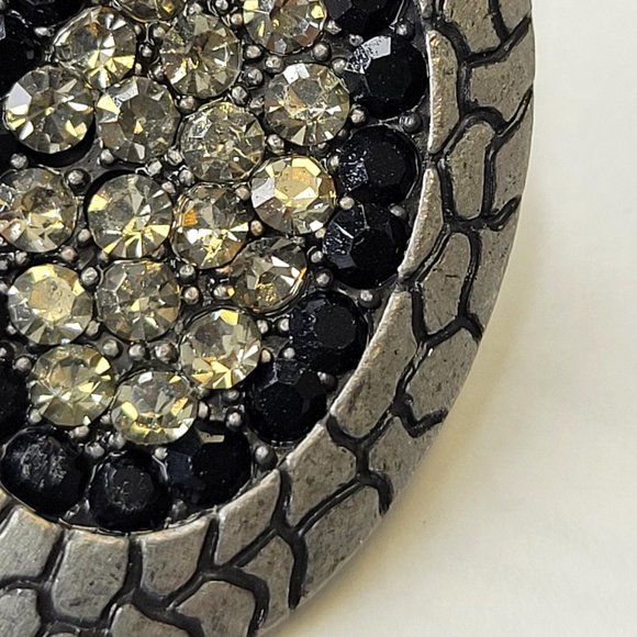 Grey and Black Oval Earrings with Rhinestones - Picture 7 of 10